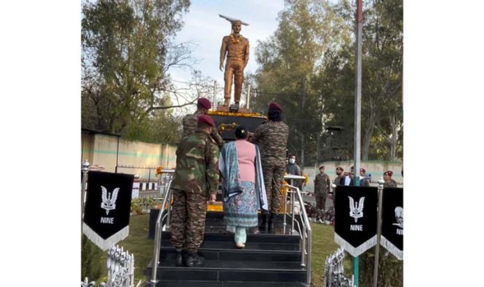 Floral tribute being paid to Captain Tushar on his martyrdom day on Friday. Floral tribute being paid to Captain Tushar on his martyrdom day on Friday.