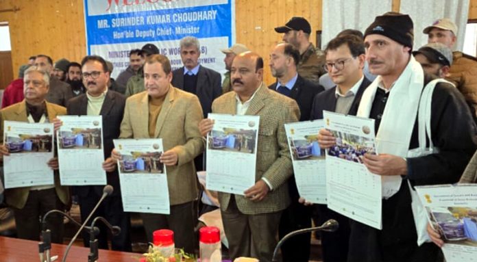 Dy CM Surinder Choudhary along with other officers during visit to Beerwah on Thursday.