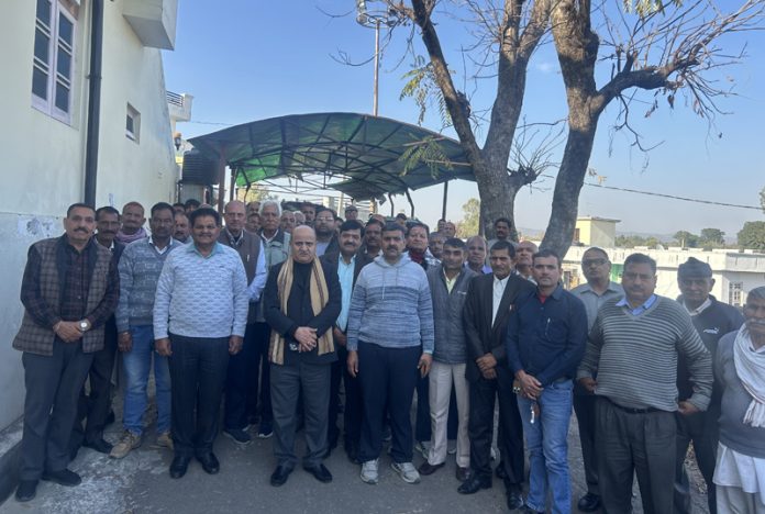 Ex-DyCM Tara Chand posing along with party workers in Khour.