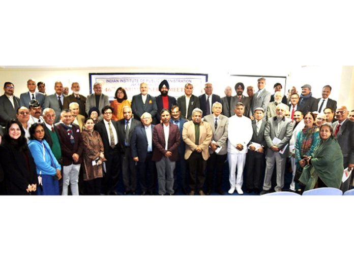 Members of IIPA J&K Regional Branch posing together during 46th AGM of the Institute in Jammu.