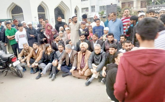 The members of civil society staging a dharna in Jammu on Tuesday.