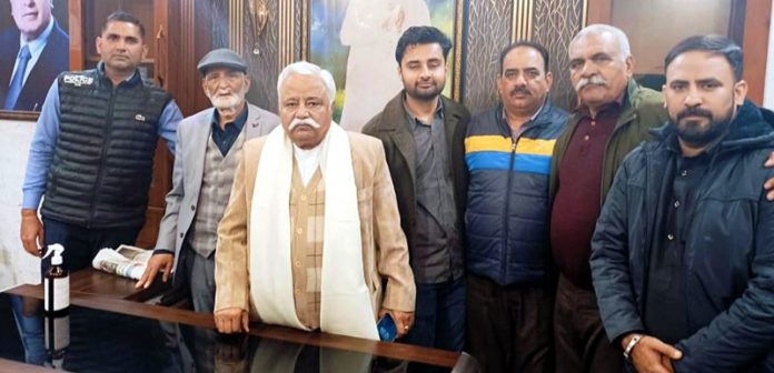 Former Minister Ajay Kumar Sadhotra with delegation from Basohli.