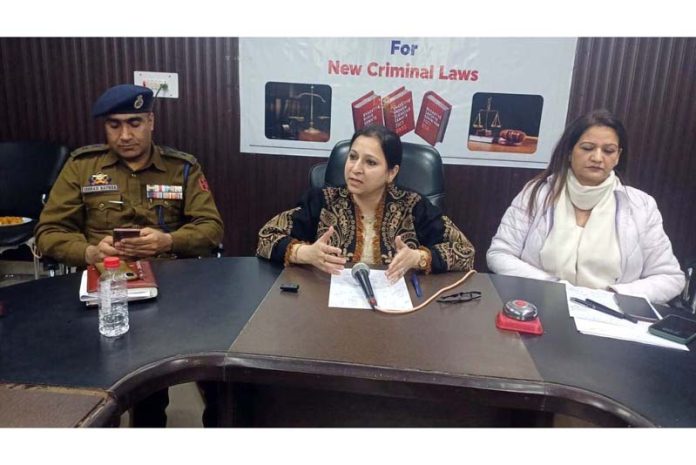 Additional District Magistrate Ansuya Jamwal and other officers during awareness prog at R S Pura on Friday.