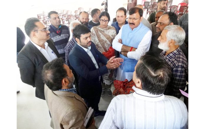 MLA Jammu West Arvind Gupta and JMC Commissioner Dr Devansh Yadav interacting with locals at Rehari Colony. MLA Jammu West Arvind Gupta and JMC Commissioner Dr Devansh Yadav interacting with locals at Rehari Colony.