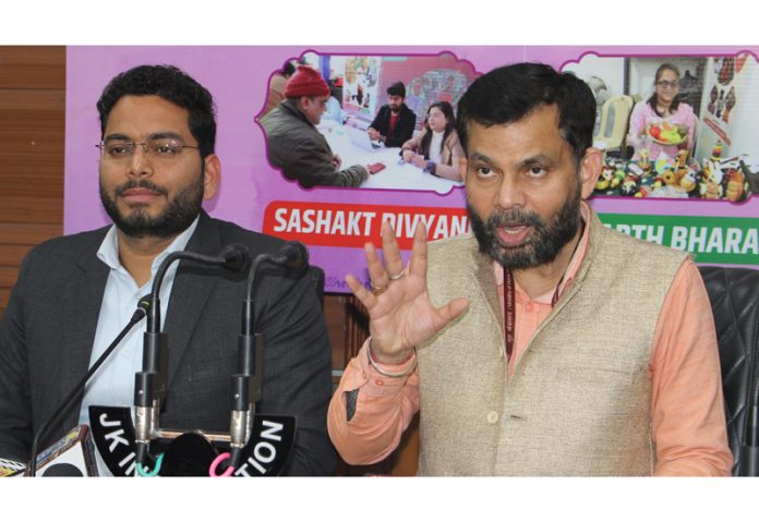 DC Jammu, Sachin Kumar Vaishya and CMD of NDFDC addressing a press conference in Jammu on Thursday. -Excelsior/Rakesh DC Jammu, Sachin Kumar Vaishya and CMD of NDFDC addressing a press conference in Jammu on Thursday. -Excelsior/Rakesh