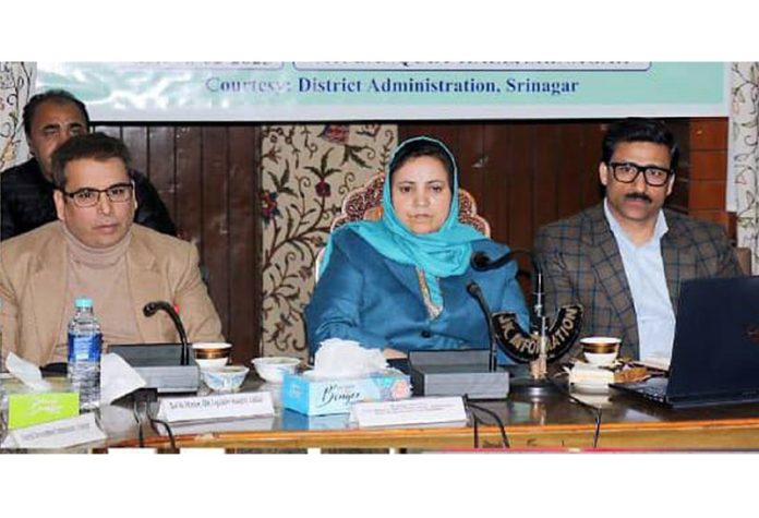 Minister Sakeena Itoo chairing a meeting on Tuesday. Minister Sakeena Itoo chairing a meeting on Tuesday.