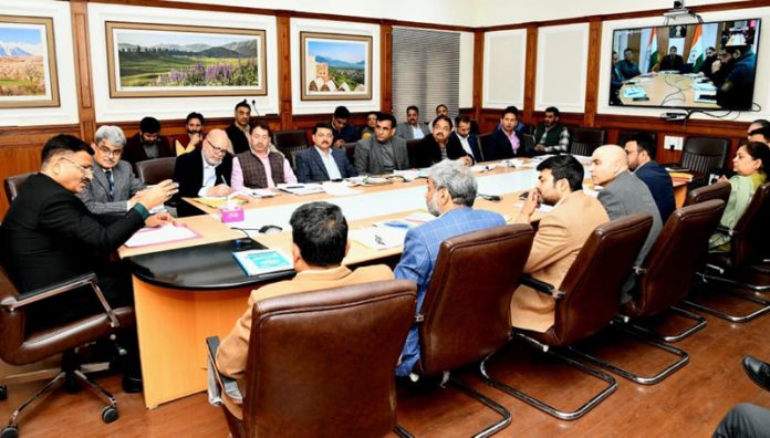 Minister for Jal Shakti Javed Ahmed Rana chairing a meeting on Sunday.