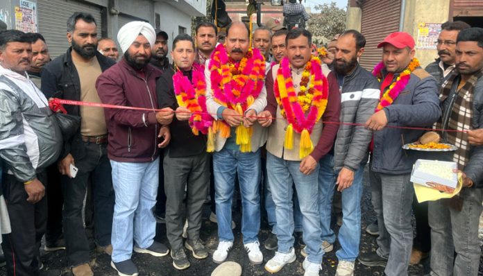 Dr Rajeev Bhagat starting development works in Bishnah on Saturday.