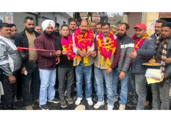 Dr Rajeev Bhagat starting development works in Bishnah on Saturday.