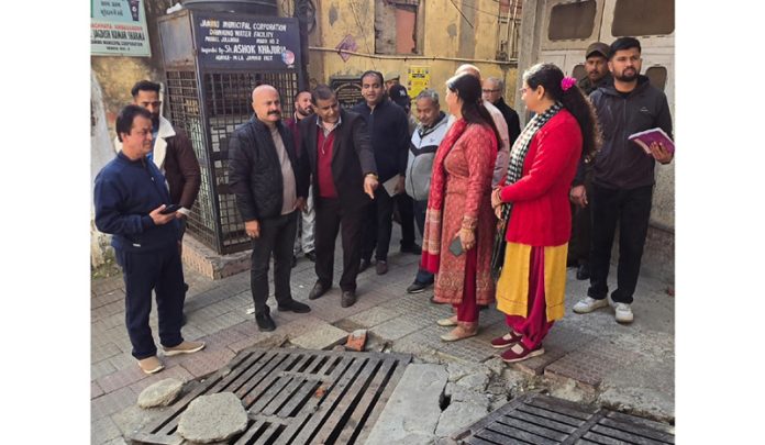 MLA Jammu East, Yudhvir Sethi along with concerned officials assessing civil works in Ward Number 2.