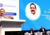 Union Minister Dr. Jitendra Singh addressing the “International Health Dialogue” organised by the Apollo Corporate Group at Bharat Mandapam, New Delhi on Friday.