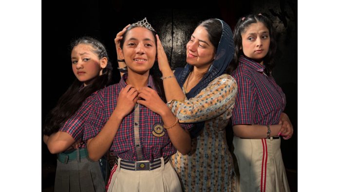 Artists performing during a play being staged by Natrang in Jammu on Sunday.