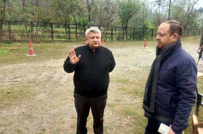 Transport Comm Vishesh Mahajan during inspection at Trial Ground in Samba.