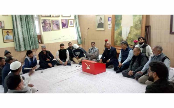 NC provincial president Rattan Lal Gupta chairing a party meeting on Monday. NC provincial president Rattan Lal Gupta chairing a party meeting on Monday.