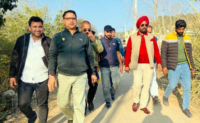 Senior Cong leader and DDC Suchetgarh TS Tony during extensive visit of Bahu constituency.