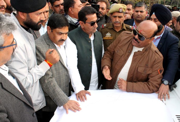 Dy CM interacting with officers during visit to Kathua on Saturday.