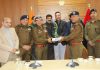 BS Tuti taking a charge of IGP Jammu Zone from Anand Jain, the outgoing ADGP Jammu Zone.