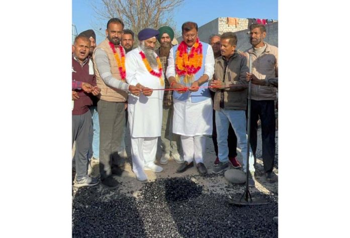 MLA Jammu West, Arvind Gupta inaugurating construction work of a road in Jammu on Thursday. MLA Jammu West, Arvind Gupta inaugurating construction work of a road in Jammu on Thursday.