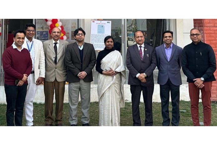 Chief Postmaster General, J&K Circle with CEO AIIMS Jammu and others at the inaugural of Sub-Post Office.