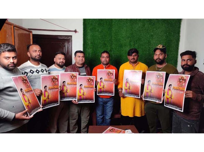 BJP leader, Sahil Mahajan along with others releasing a devotional song album in Jammu on Thursday. BJP leader, Sahil Mahajan along with others releasing a devotional song album in Jammu on Thursday.