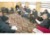 LG Ladakh BD Mishra chairing a meeting in Leh on Tuesday.