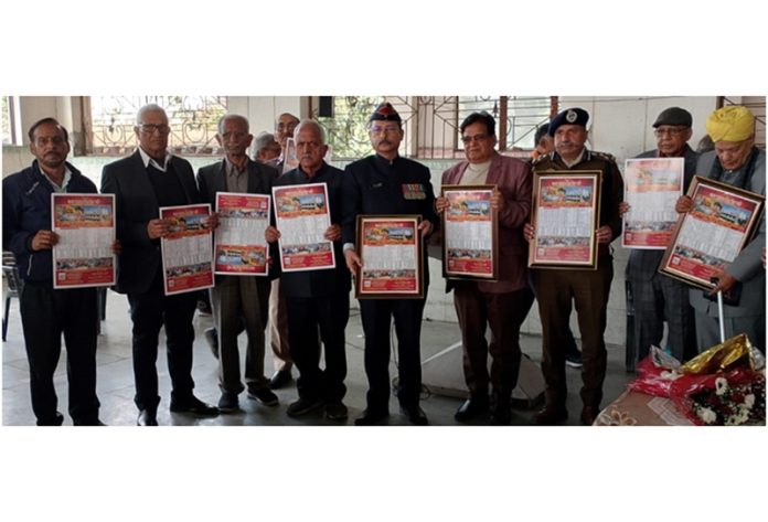 DIG Shiv Kumar Sharma and others releasing Panchang on Saturday.