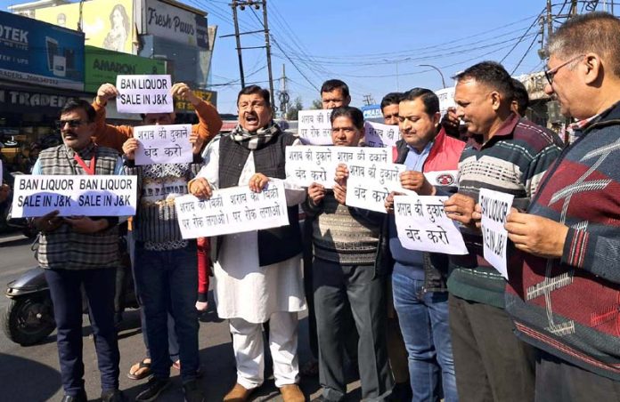 Sunil Dimple staging a protest in Jammu on Tuesday. Sunil Dimple staging a protest in Jammu on Tuesday.