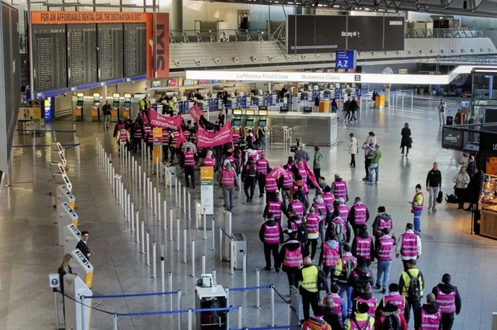 One-day strike at 13 German airports, including  main hubs, brings most flights to halt
