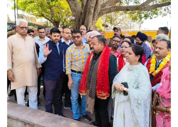 MLA Vikram Singh Randhawa, JMC Commissioner Dr Devansh Yadav reviewing Navratra arrangements at Bahu Fort on Wednesday. MLA Vikram Singh Randhawa, JMC Commissioner Dr Devansh Yadav reviewing Navratra arrangements at Bahu Fort on Wednesday.