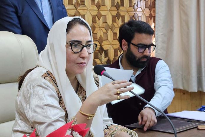 Chairperson Waqf Board Dr Darakshan Andrabi chairing a meeting. Chairperson Waqf Board Dr Darakshan Andrabi chairing a meeting.