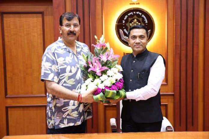 MLA Jammu West, Arvind Gupta during a meeting with CM of Goa, Pramod Sawant. MLA Jammu West, Arvind Gupta during a meeting with CM of Goa, Pramod Sawant.