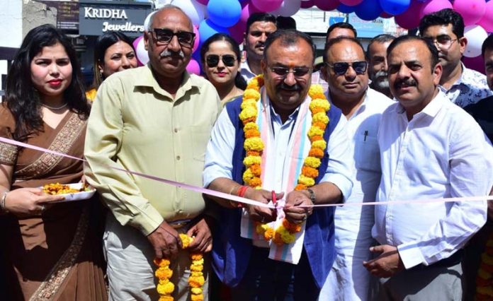 MLA Vikram Randhawa inaugurating Kinderworld Montessori School at Channi Himmat on Monday.