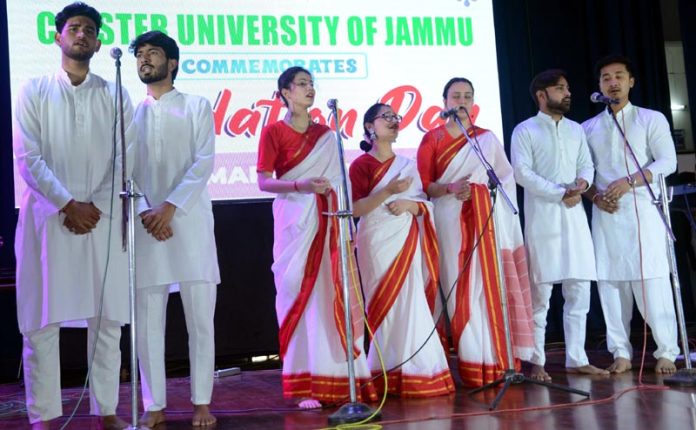 Students presenting cultural performance during 9th Foundation Day of CUJ.