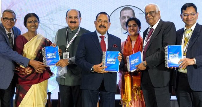 Union Minister Dr Jitendra Singh, flanked by B.C. Roy Award recipient Padam Shri Prof V. Seshiah, releasing the latest edition of Union Minister Dr Jitendra Singh, flanked by B.C. Roy Award recipient Padam Shri Prof V. Seshiah, releasing the latest edition of
