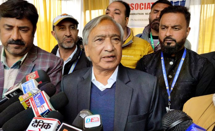 MLA Kulgam MY Tarigami speaking with media persons in Srinagar on Sunday. -Excelsior/Shakeel MLA Kulgam MY Tarigami speaking with media persons in Srinagar on Sunday. -Excelsior/Shakeel