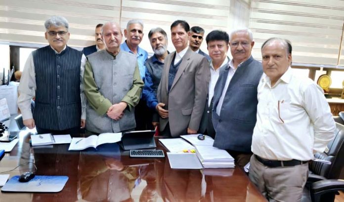 A delegation of Kashmiri Pandits during meeting with Chief Secretary Atal Dulloo in Jammu on Monday. A delegation of Kashmiri Pandits during meeting with Chief Secretary Atal Dulloo in Jammu on Monday.