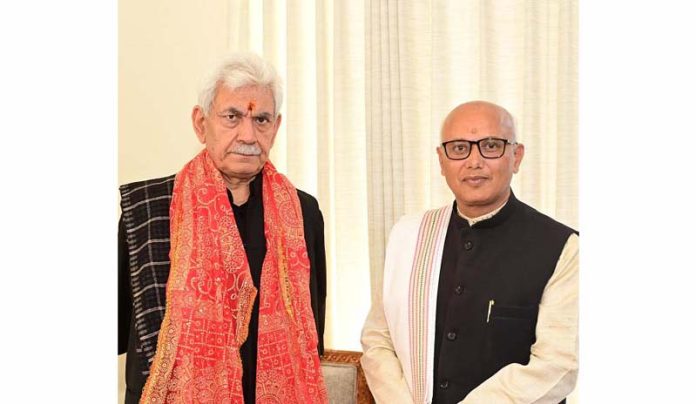 Rajinder Sharma former Mayor JMC during meeting with Lt Governor Manoj Sinha. Rajinder Sharma former Mayor JMC during meeting with Lt Governor Manoj Sinha.