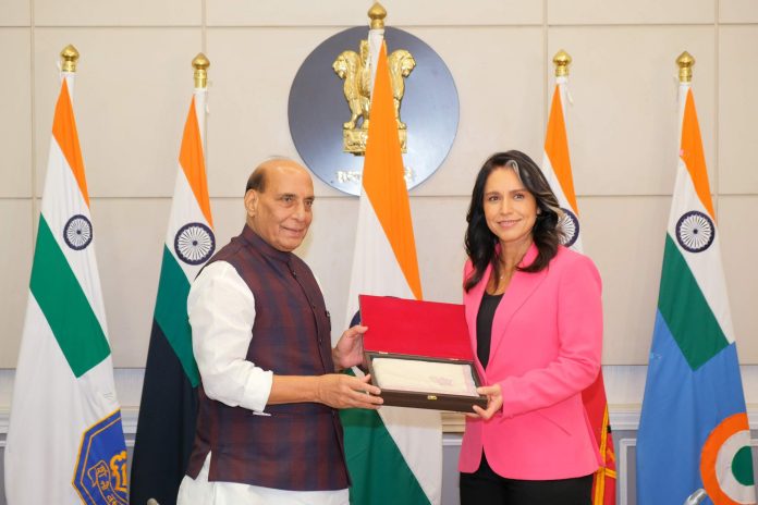 Tulsi Gabbard, Rajnath Singh Hold Talks; Focus On Expanding Defence Ties Tulsi Gabbard, Rajnath Singh Hold Talks; Focus On Expanding Defence Ties