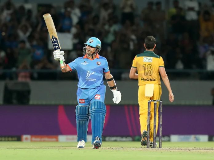 Sachin Tendulkar's fifty in vain as Australia beat India by 95 runs in International Masters League Sachin Tendulkar's fifty in vain as Australia beat India by 95 runs in International Masters League