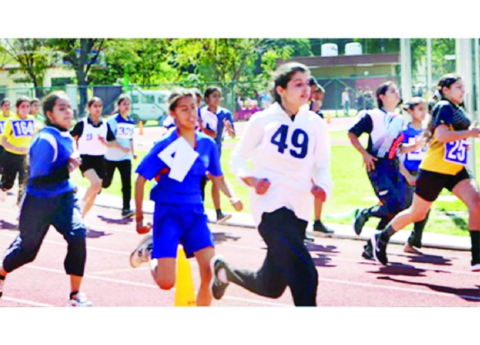 Athletes in action during the 47th Annual Inter-Collegiate Athletic Meet at Jammu University.
