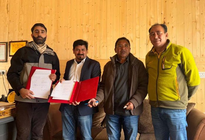 Representatives of CII Foundation and RDD Leh signing MoU at Leh on Wednesday.