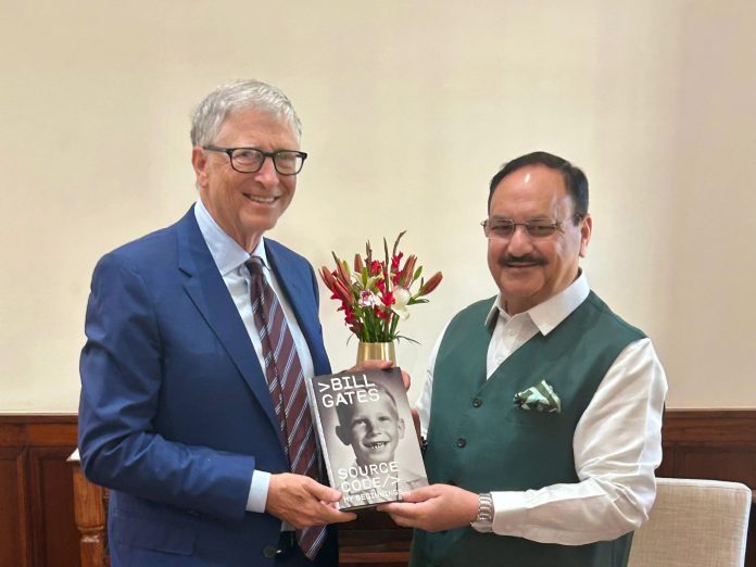 Bill Gates discusses healthcare, technology with JP Nadda, Chandrababu Naidu