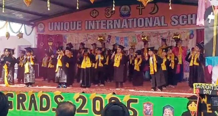 Students of Unique International Public School, Gadi Garh pose for photograph during Graduation Day event. Students of Unique International Public School, Gadi Garh pose for photograph during Graduation Day event.