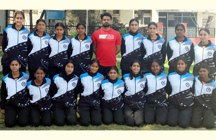 J&K Junior Girls Handball team posing during flagging off ceremony. J&K Junior Girls Handball team posing during flagging off ceremony.