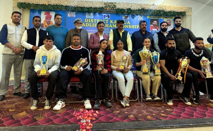 Players and dignitaries posing along with trophies. Players and dignitaries posing along with trophies.