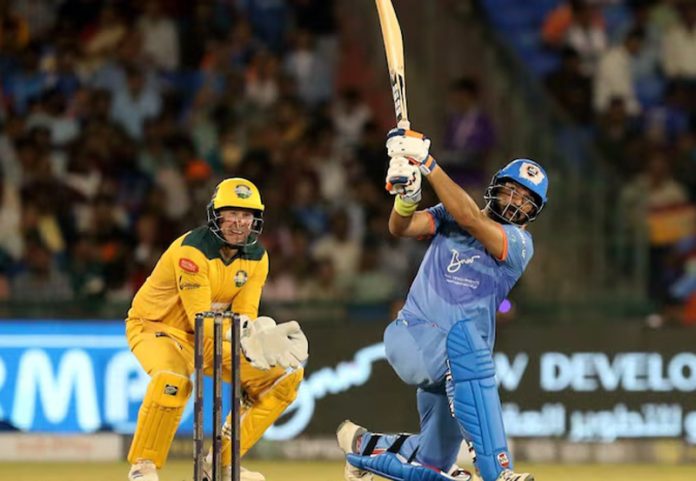 Yuvraj Singh hitting a shot during a match against Australia Masters in Raipur on Thursday. Yuvraj Singh hitting a shot during a match against Australia Masters in Raipur on Thursday.