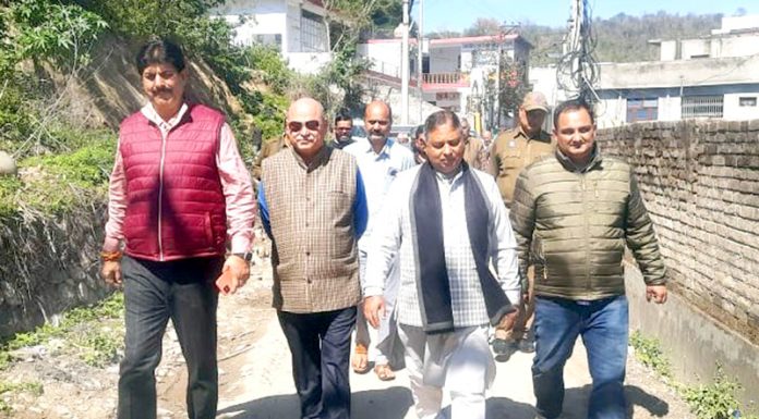BJP president for JKUT Sat Sharma during visit to Nagrota constituency. BJP president for JKUT Sat Sharma during visit to Nagrota constituency.