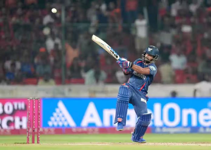 Nicholas Pooran hitting a shot during his inning of 70 runs in 26 balls against Sunrisers Hyderabad on Thursday. Nicholas Pooran hitting a shot during his inning of 70 runs in 26 balls against Sunrisers Hyderabad on Thursday.