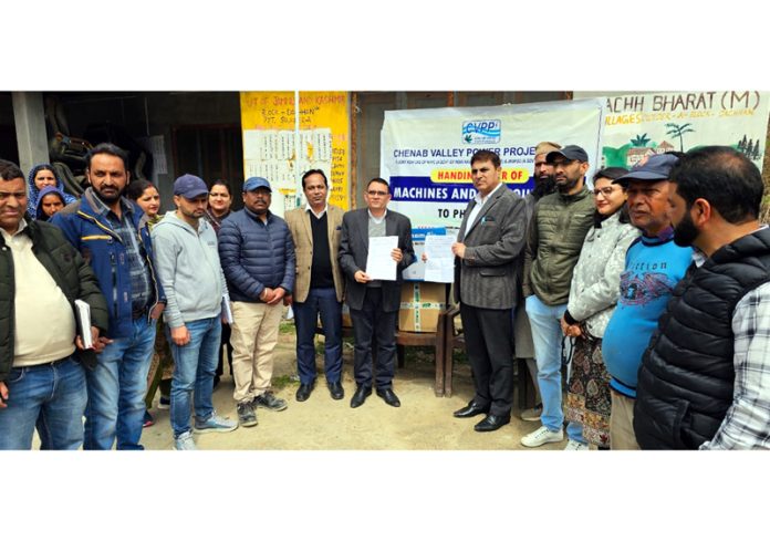 Officials of CVPPL handing over machines and other material to BMO Dachhan on Wednesday.