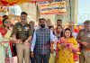 SP Jammu South, Ajay Sharma, cutting the traditional ribbon to inaugurate a medical camp at Bawe Wali Shrine on Tuesday.